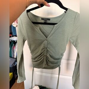 Women's Green Ruched Top